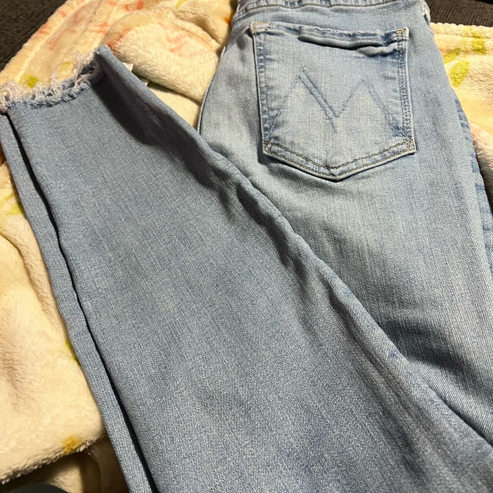 MOTHER Blue Ankle Cropped Jeans